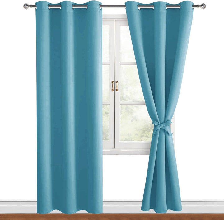 Hiasan Verdunklungsvorhänge Gardinen mit Ösen,Blau Grün Blickdicht Vorhänge,2 Stück,117 x 228 cm (Br