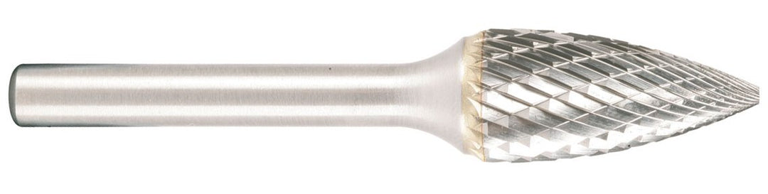 Projahn Hartmetallfräser, Form G Spitzbogen d1 12,7 mm, Schaftdurchmesser 6,0 mm Kreuzverzahnung 700