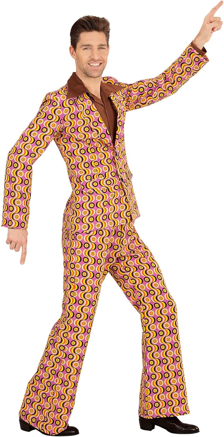W WIDMANN MILANO Party Fashion - Kostüm 70er Jahre Anzug, Jackett und Hose, Hippie, Reggae, Flower P