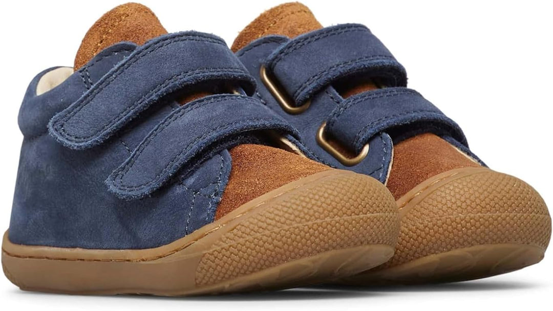Naturino Lauflernschuhe aus Nappaleder 17 EU Marineblau Braun, 17 EU Marineblau Braun