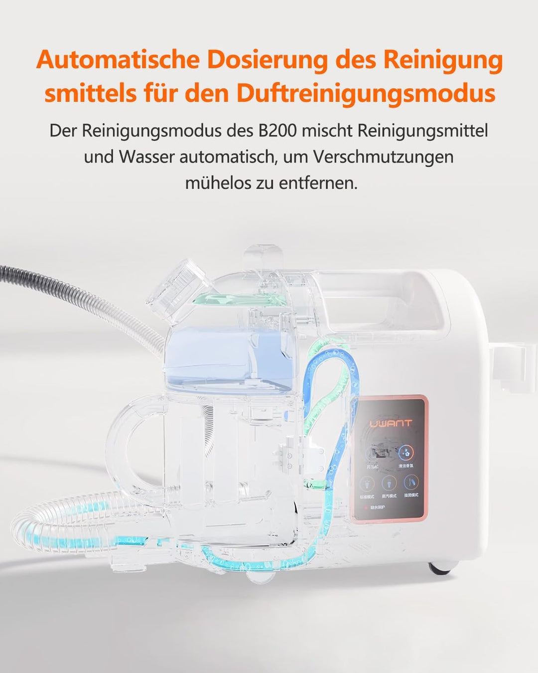 uwant B200, Polsterreiniger Gerät, 1900W | Dampft, Schrubbt und Saugt | Für Teppiche, Sofas, Vorhäng