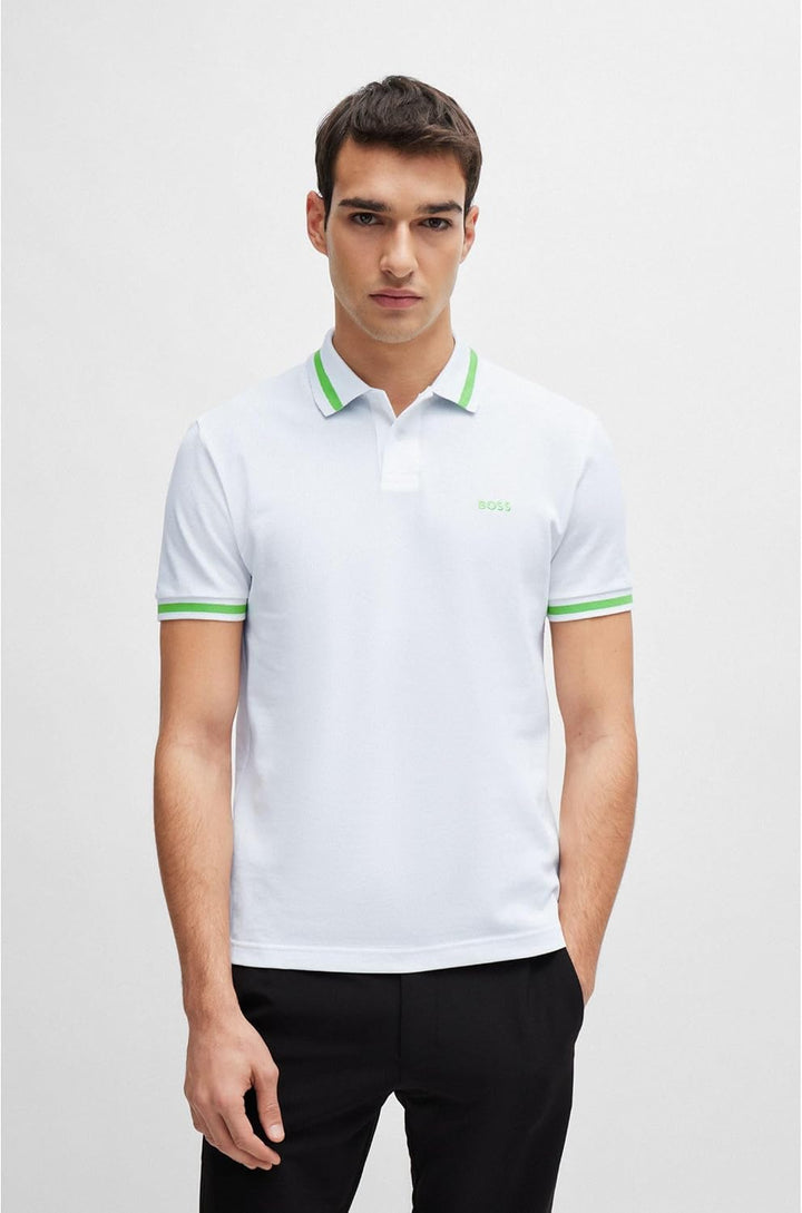 BOSS Herren Pio Polohemd S Weiss 100, S Weiss 100