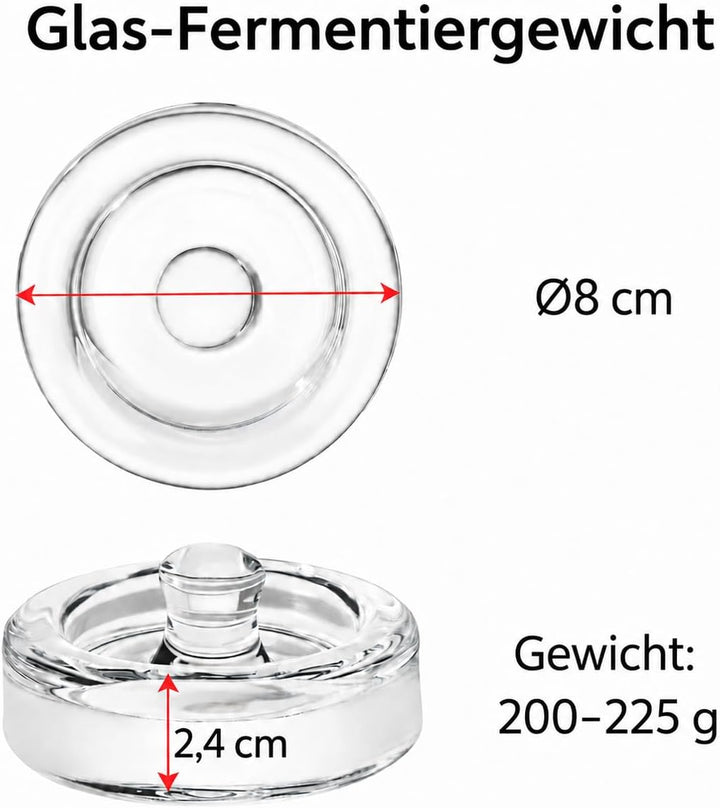 Fermentierglas 1,5 L – Quadratisches Glas-Fermentierset mit Gewicht für Sauerkraut, Hot Sauce, Met,