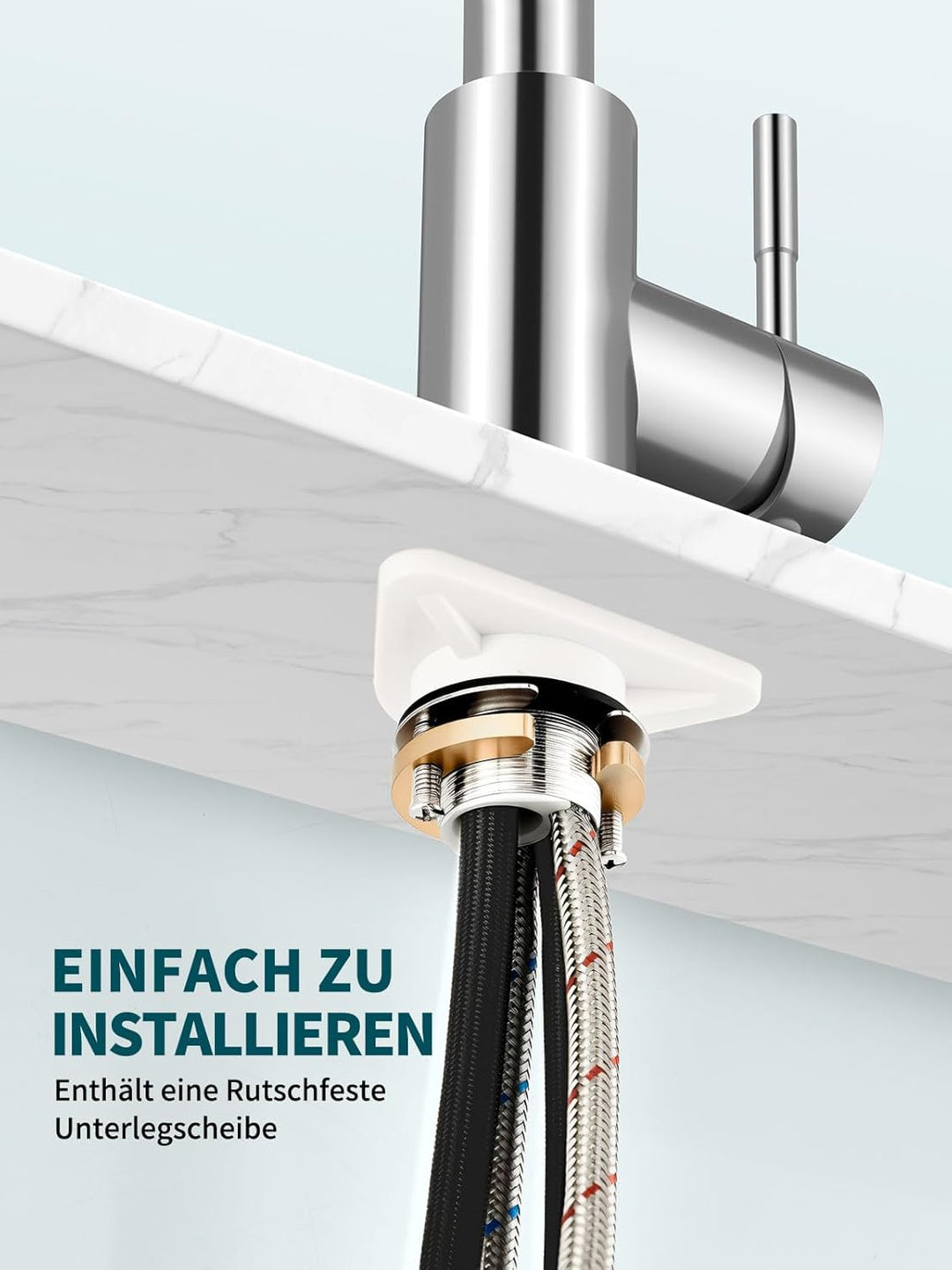 Hiqufet Wasserhahn Küche, Ausziehbare Küchenarmatur mit Sprühbrause aus Edelstahl und 2 Sprühfunktio