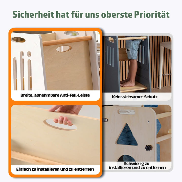 Kleinkind Tritthocker Kinderhocker, Höhenverstellbar (Weiss) | Sicher & Stabiler Toddler Tower & Ler