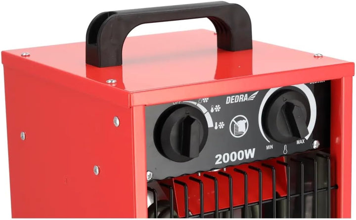 DEDRA Elektrische Heizlüfte – 1000W / 2000W, Thermostat, Überhitzungsschutz, 3 Betriebsmodi, Tempera