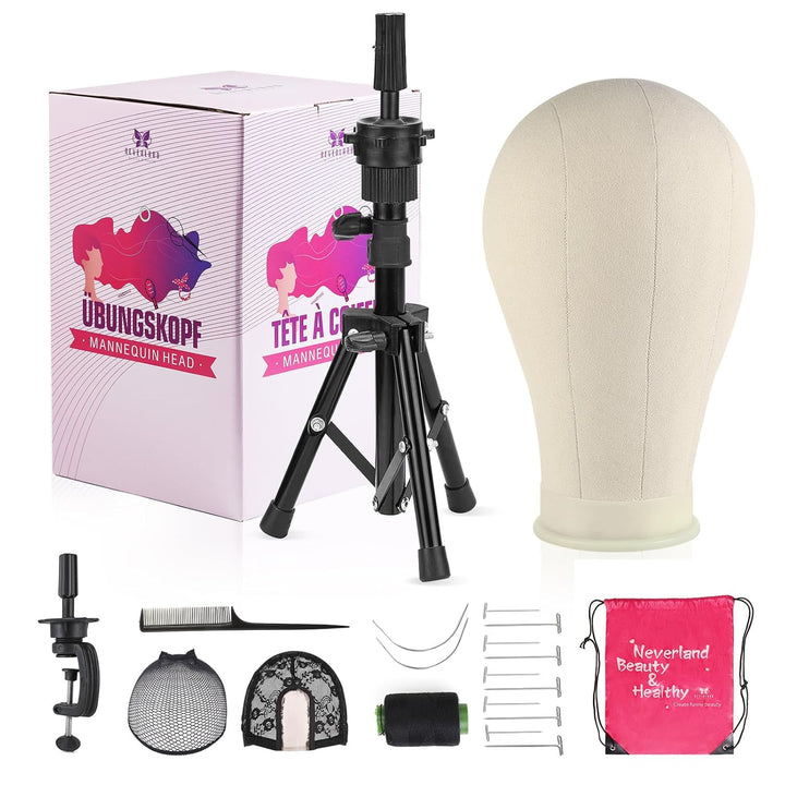 Perückenkopf 22"(56cm),Neverland Beauty Perücke kopf mit Perückenständer,Perücke machen Mannequin Ko