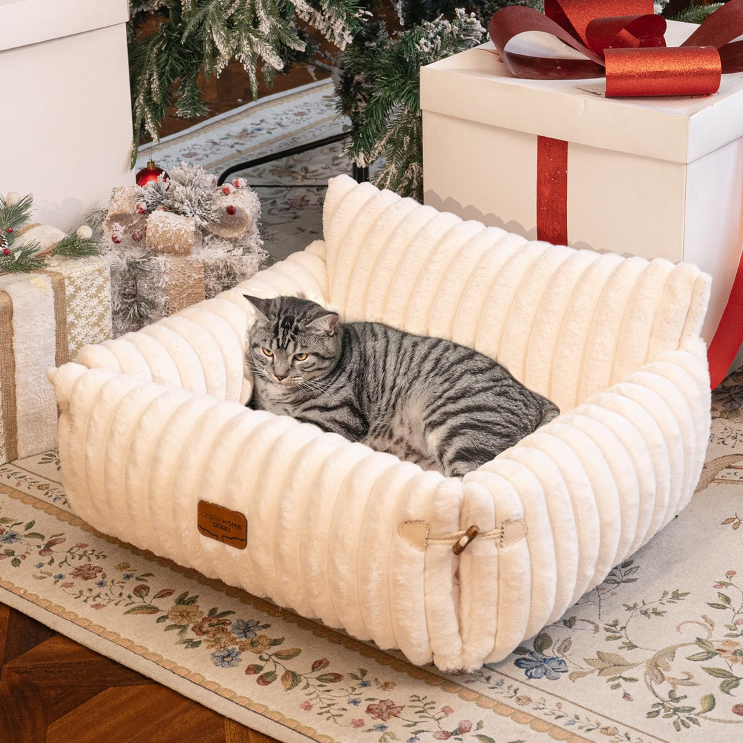 CheerPals Extended Katze Sofa – 63 L × 55–66 B cm Weiches, Flauschiges Grosses Katzenbett, Hundesofa