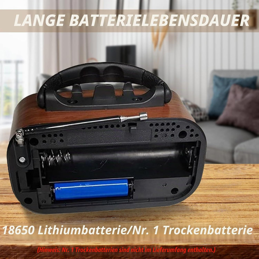 Tragbar Retro Radio mit Bluetooth, AM/FM/SW Solar Kofferradio Batteriebetrieb/D-Zellen Betrieb, Laut