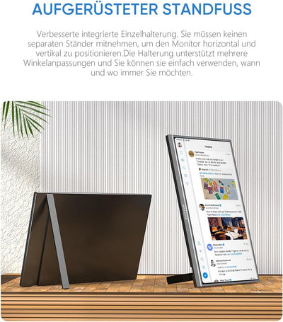 ARZOPA 17.3 Zoll Grosser Portabler Monitor, 1920×1080 FHD HDR IPS Monitor mit Standfuss für Laptop,