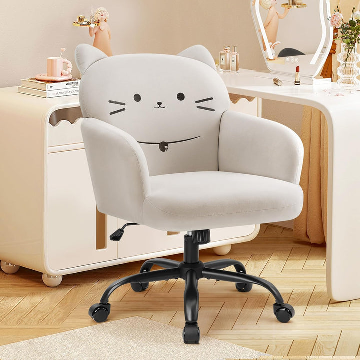 IWMH Bürostuhl,Ergonomisch Homeoffice Stuhl mit breiter Sitzfläche,Schreibtischstuhl mit Katzenmotiv