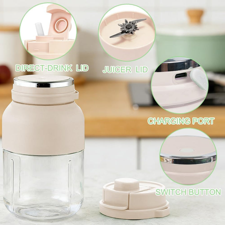 Tragbarer Mixer Smoothie Maker, Mixer to go 1200 ml, Wiederaufladbar Standmixer Blender Bottle mit 3