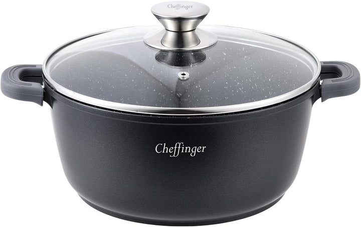 Cheffinger stielkasserolle 4,2 Liter 20 cm Aluguss schwarz