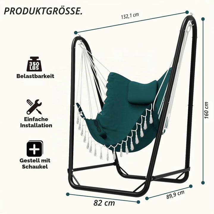 Hängesessel mit Gestell Maximale Belastung 160KG,Robuster Hängeschaukel mit Ständer für Drinnen und