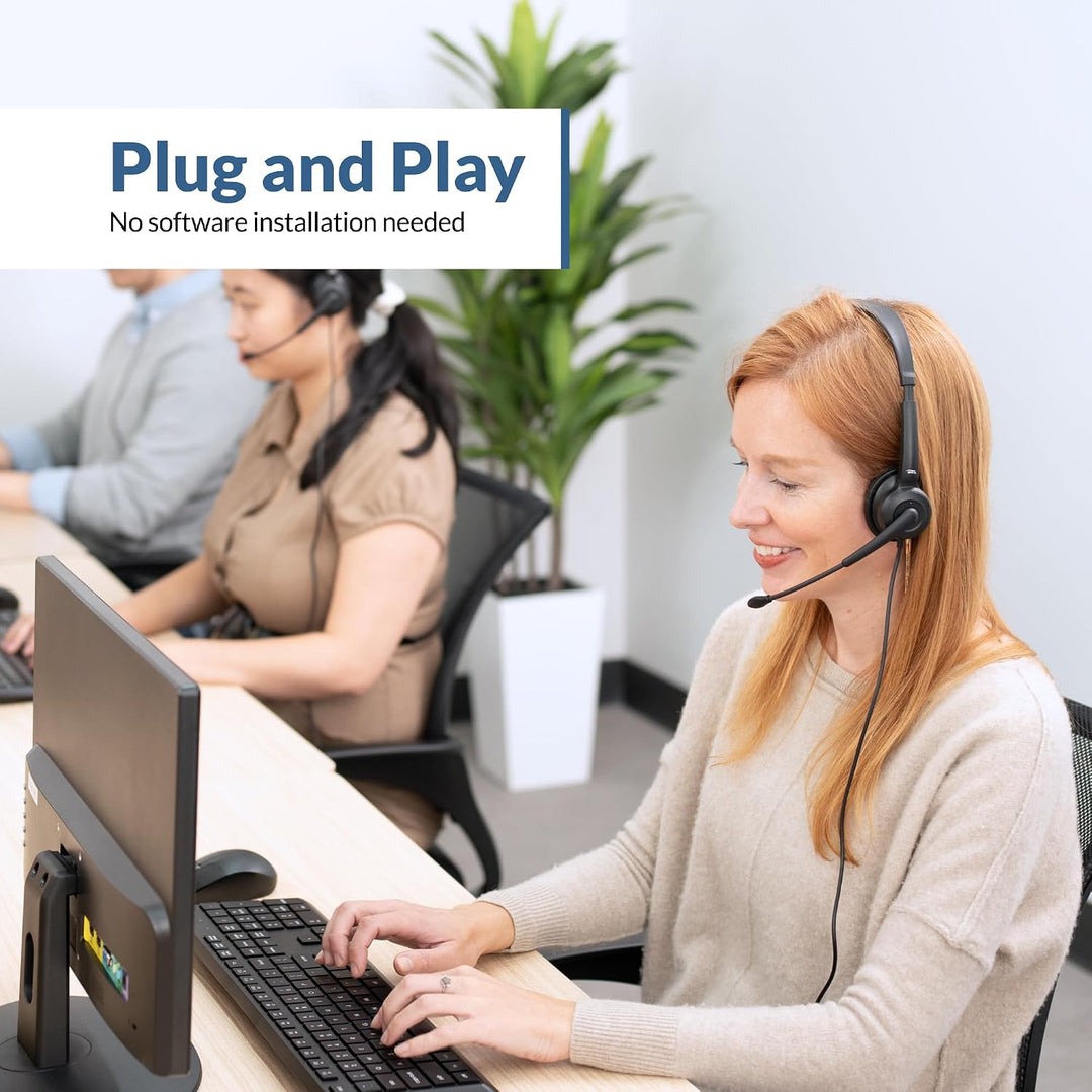 Cyber Acoustics AC-104ENC Mono-USB-Headset mit ENC, Inline-Steuerung | Ideal für Call Center und Rem