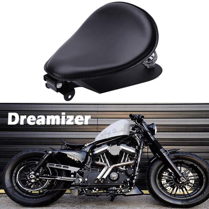 DREAMIZER Schwarzer Motorrad Bobber Sitz, Motorrad Solo Sitz Mit Grundplatte der Federhalterung für