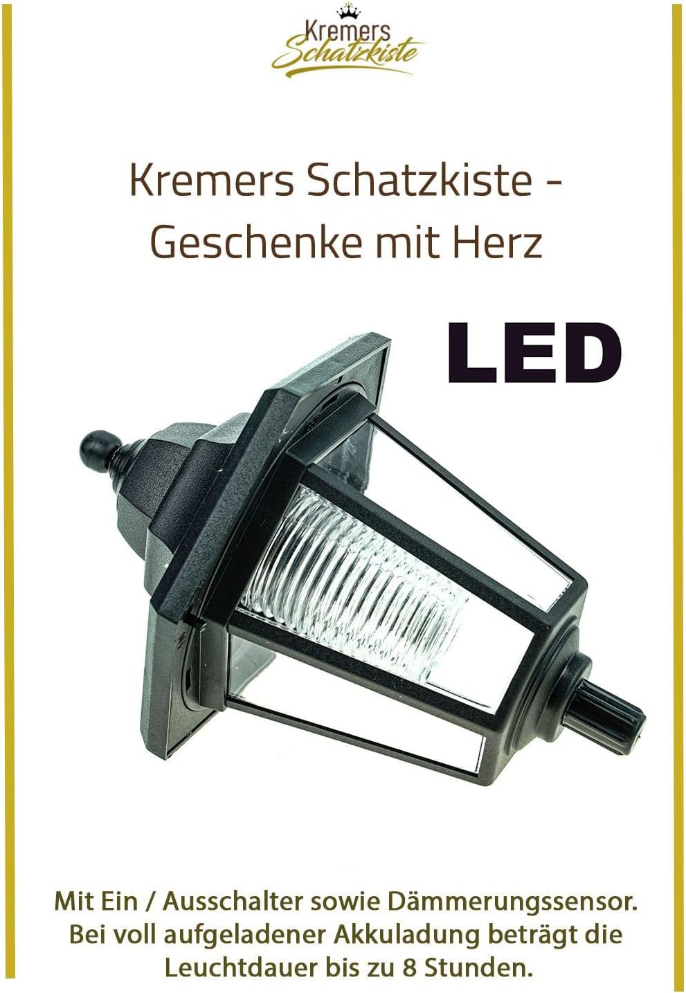 Kremers Schatzkiste Opa Hans mit Solarlaterne und Giesskann Figur Gartenfigur 38 cm Garten Älterer H
