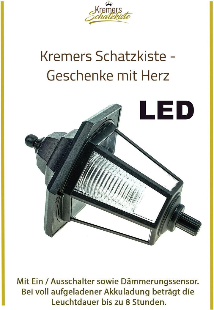 Kremers Schatzkiste Opa Hans mit Solarlaterne und Giesskann Figur Gartenfigur 38 cm Garten Älterer H