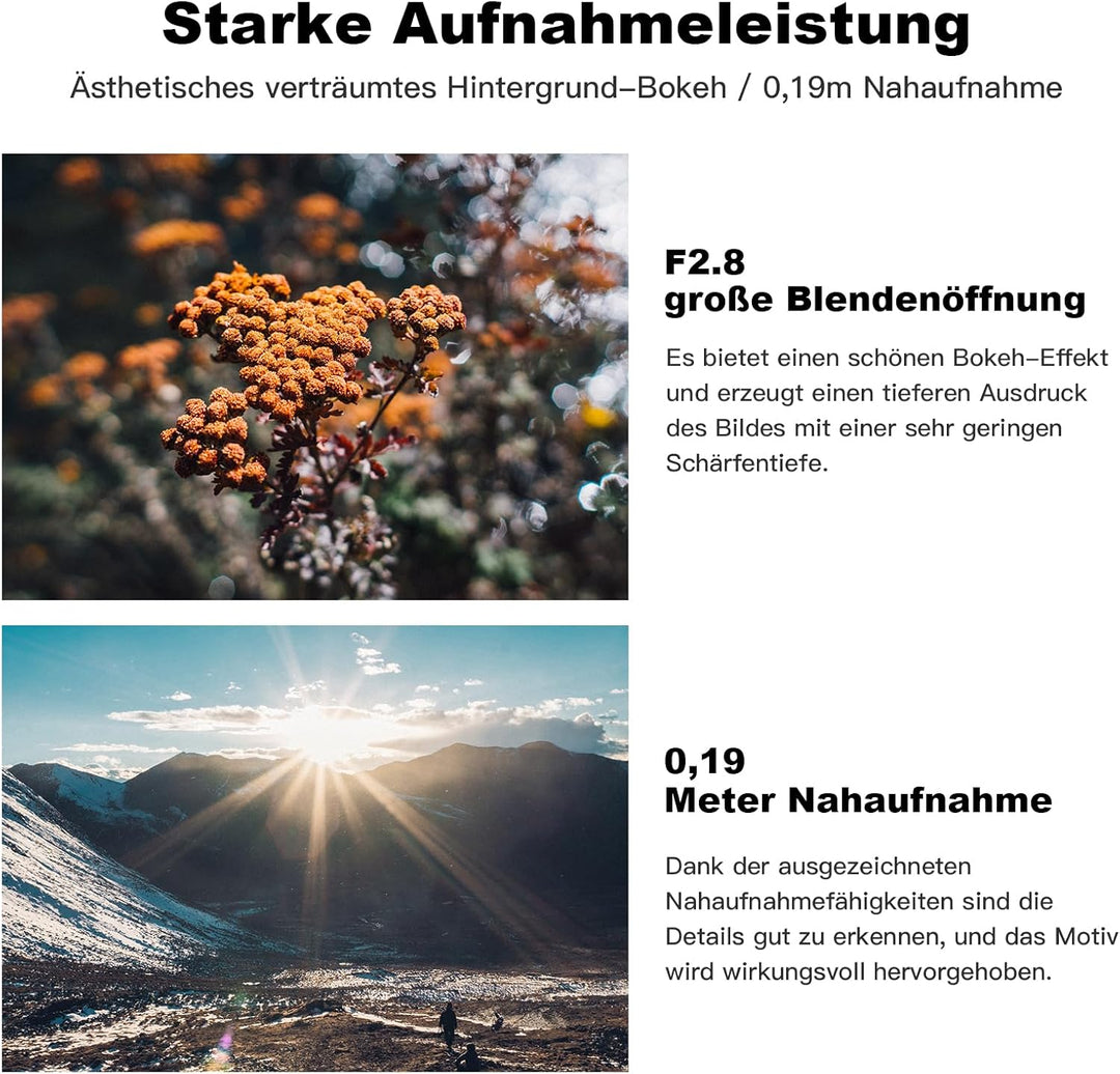 VILTROX 20mm f2.8 FE, 20mm f/2.8 e-Mount Vollformat AF Ultraweitwinkel Autofokus Objektiv für Sony e