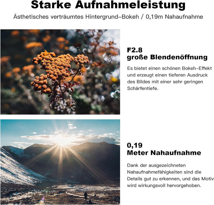 VILTROX 20mm f2.8 FE, 20mm f/2.8 e-Mount Vollformat AF Ultraweitwinkel Autofokus Objektiv für Sony e