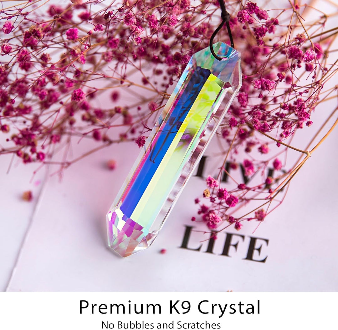HDCRYSTALGIFTS 3 Stück 12,7 cm grosse Kristall-Sonnenfänger-Prismen, AB-farbige Sonnenfänger, Krista