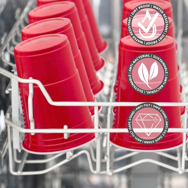 50 Stück Rote Partybecher; Wiederverwendbare Getränkebecher Red Cups Trinkbecher 16 oz Kunststoff Pa