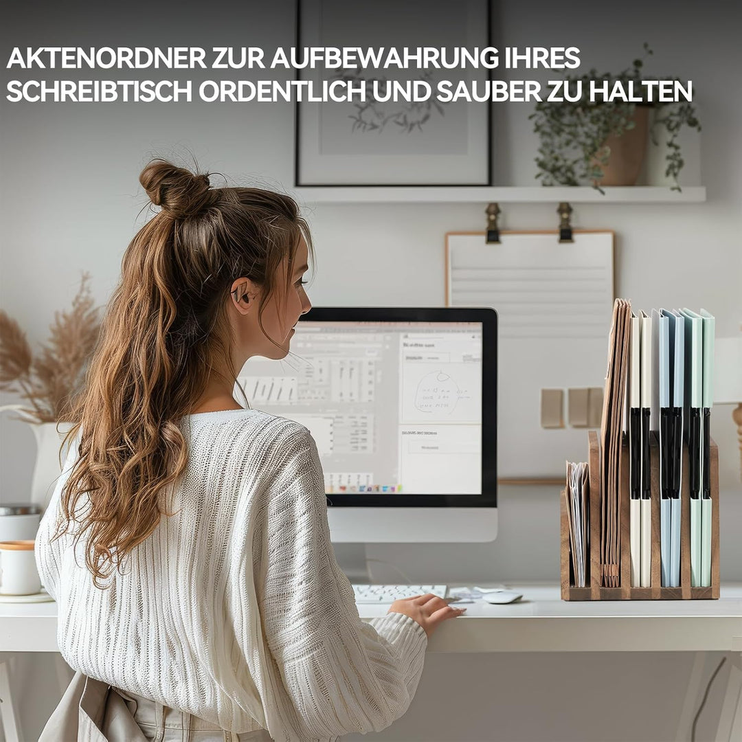 KIRIGEN hölzernen Schreibtisch Mail Organizer 5 Slots File Paper Holder Desktop Holz Dokument Letter