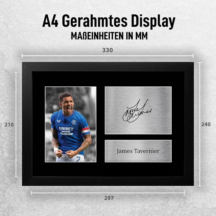 HWC Trading FR A4 James Tavernier Rangers Gifts Autogramm-Bild für Fans und Fans, gerahmt, A4 (gerah