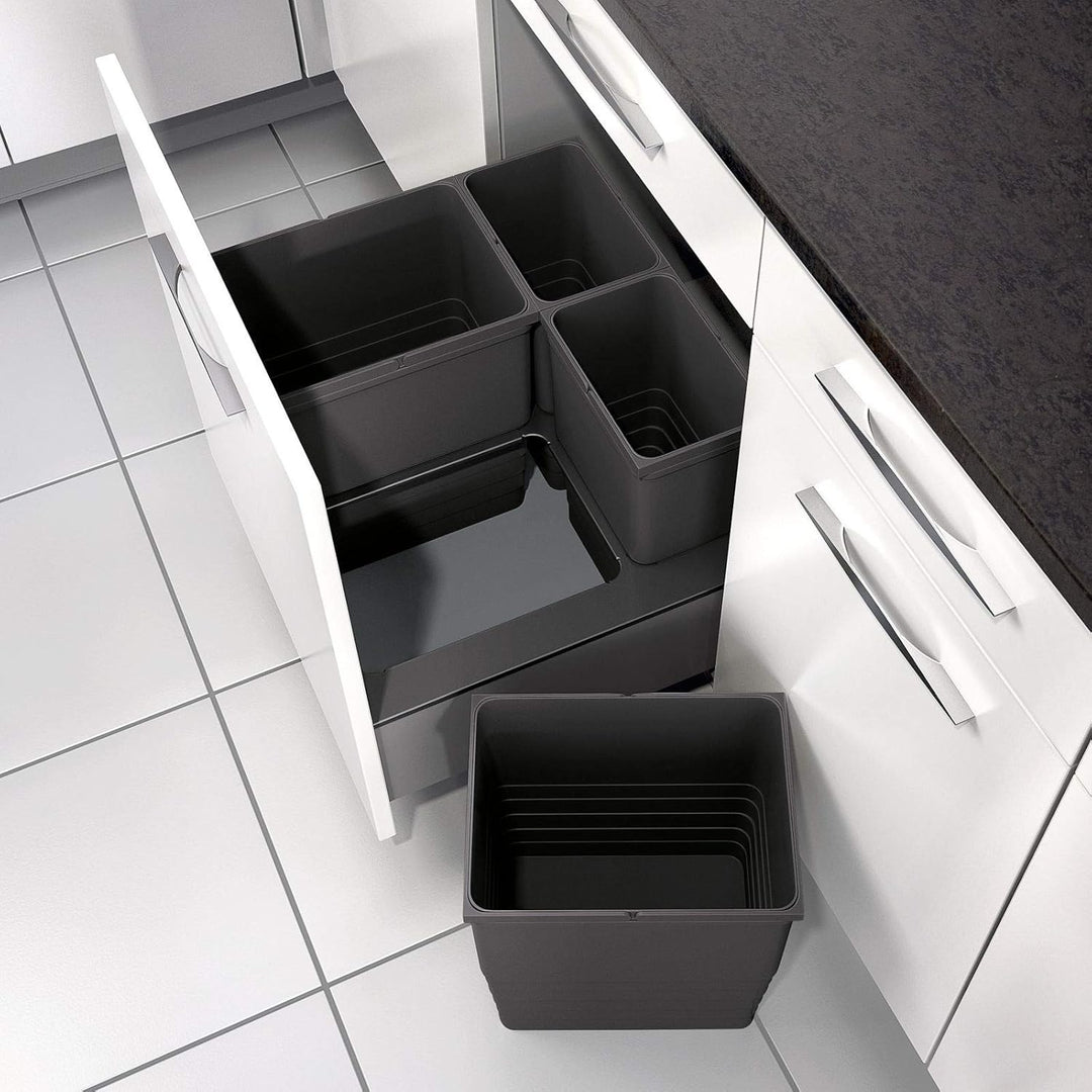 eins2vier Abfallsammler Höhe: 275 mm Volumen 6 Liter 210 x 140 mm dunkelgrau 5135.11 Komposteimer Re