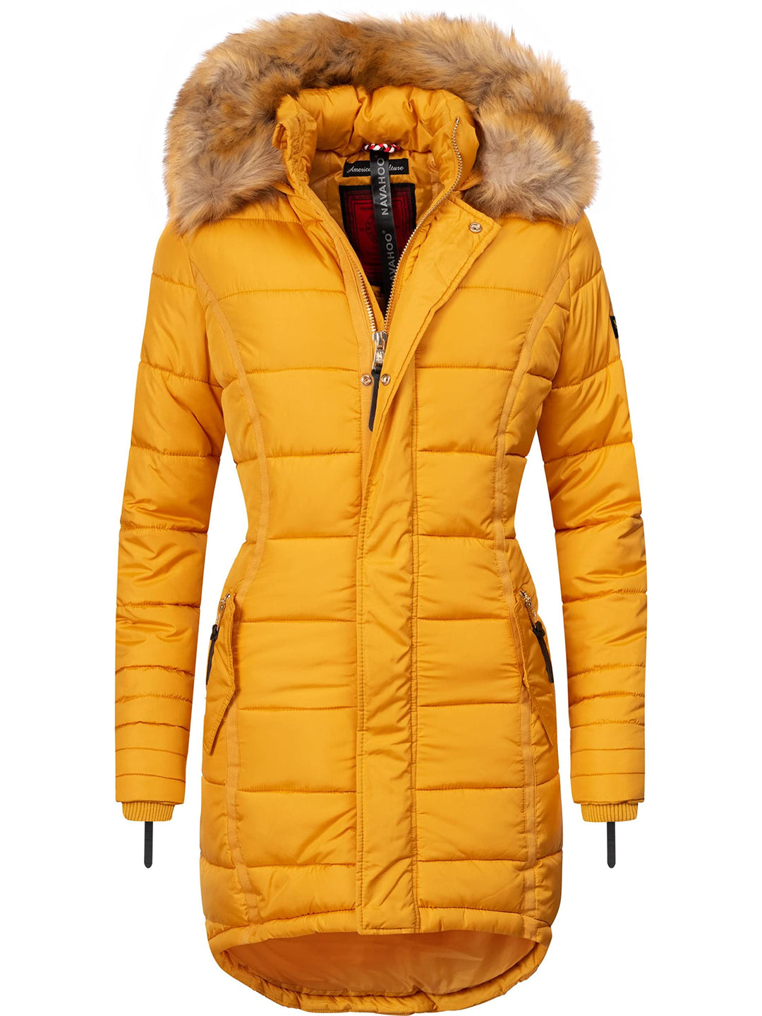 Navahoo Damen Warmer Winter Steppmantel Papaya XS-XXL S Gelb, S Gelb