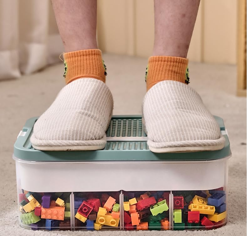 Zweistufig Aufbewahrungsbox für Lego Bausteine Ablagefächer Stapelbar Kisten Spielzeug Aufbewahrung