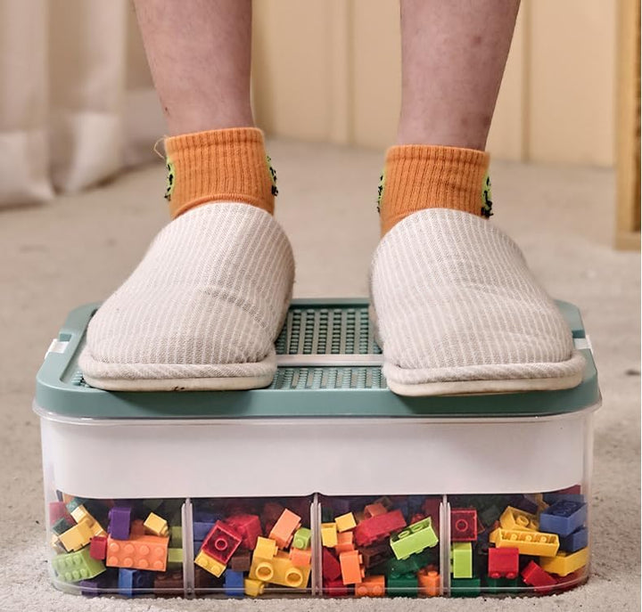 Dreifach Aufbewahrungsbox für Lego Bausteine Ablagefächer Stapelbar Kisten Spielzeug Aufbewahrung mi