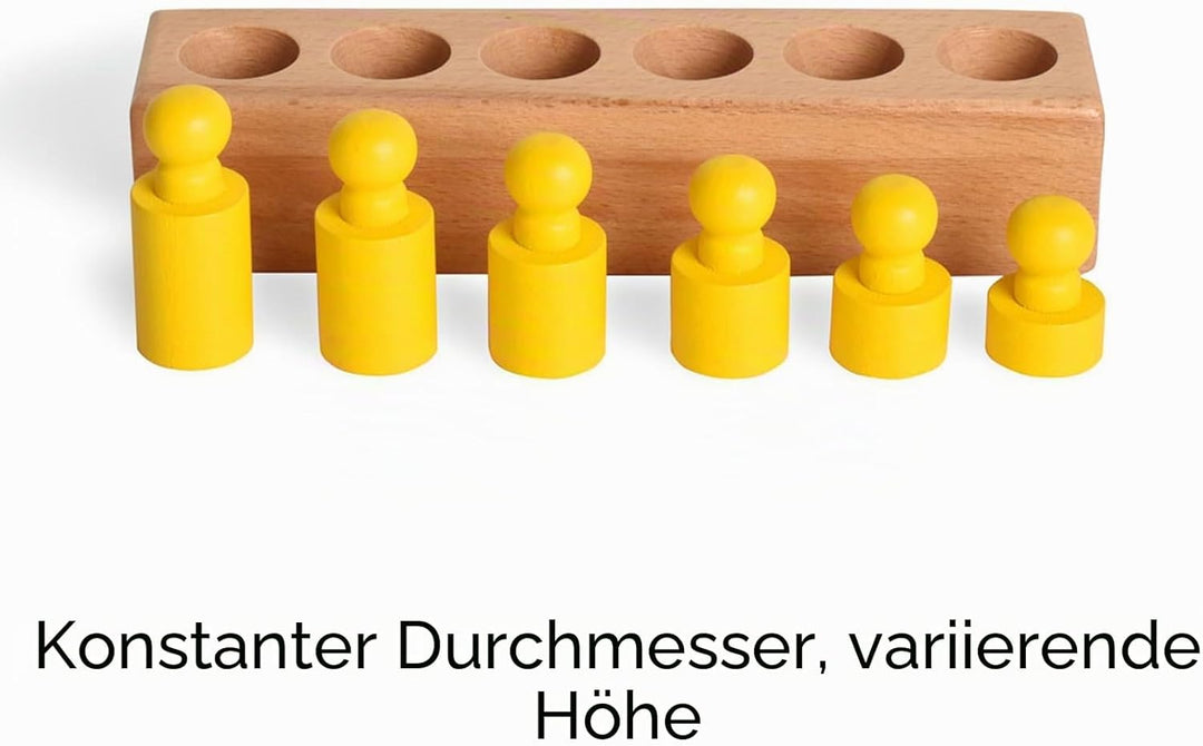 BOHS Montessori Zylinderblöcke Steckpuzzle - 6 Knöpfe / 17 Zentimeter - Sortierspiel & Steckspiel ab