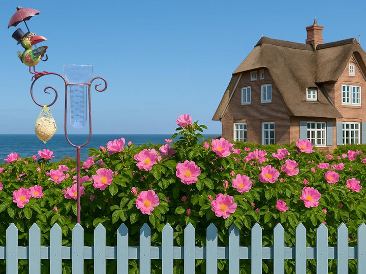 Pommerntraum ®| Regenmesser Niederschlagsmesser Gartendeko Gartenkunst Rabe | Pluviometer Ombrometer