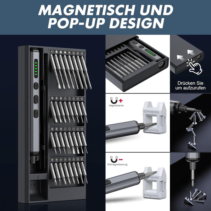 Mini Elektrisch Schraubendreher Set - 72 in 1 Präzisions Electric Screwdriver - Akku Schraubendreher