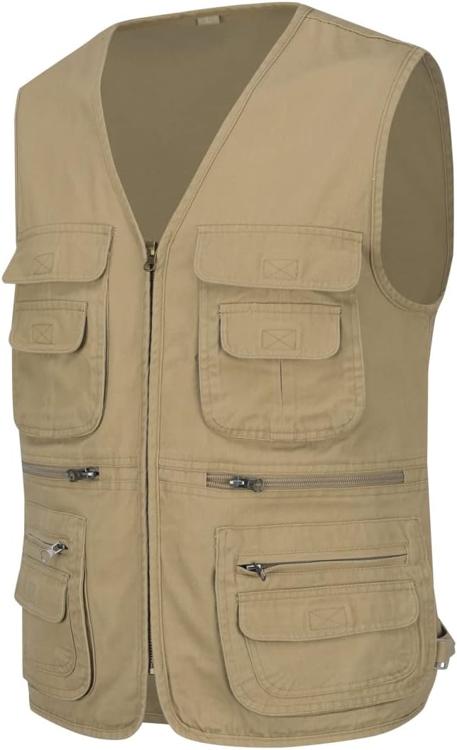 YOUTHUP Anglerweste Herren Outdoor Weste Multi-Tasche Ärmellose Jagd Herrenwesten Leicht Safari Wand