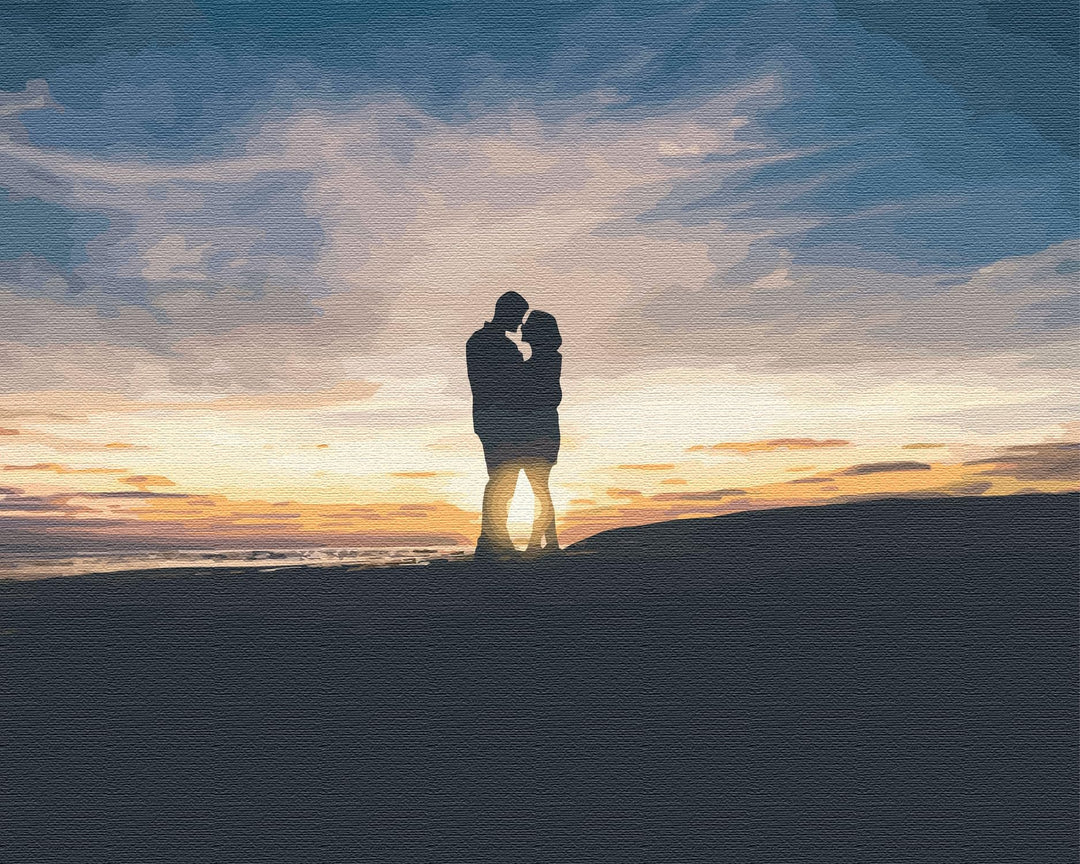 Artnapi Malen nach Zahlen Erwachsene mit Rahmen | DIY Handgemalt | Romantisches im Sonnenuntergang|