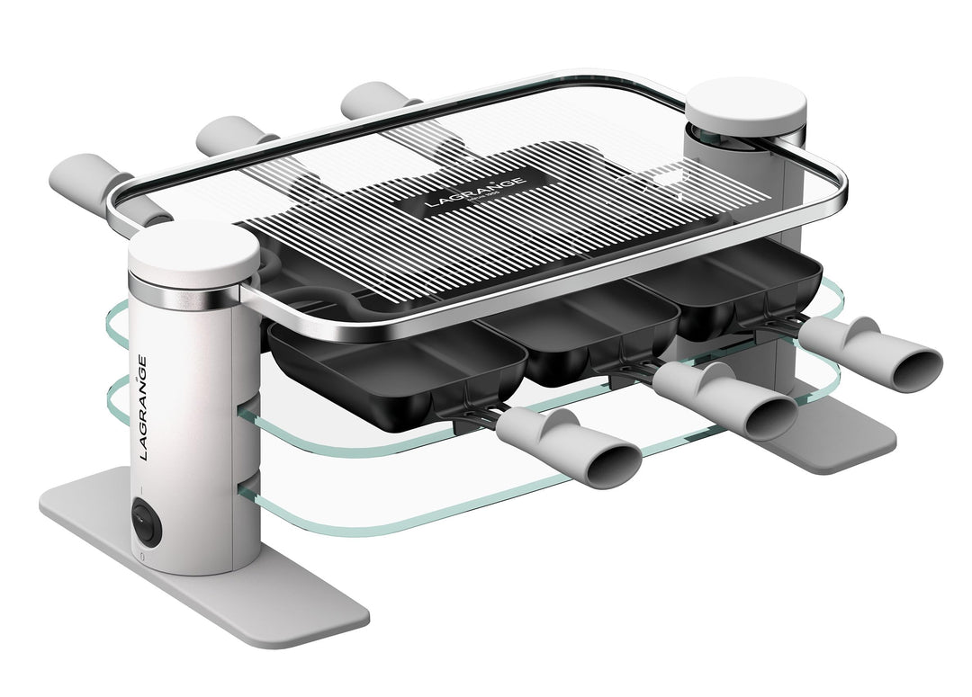 LAGRANGE Raclette-Gerät für 6 Personen, 750 W, Glasplatten, abnehmbare obere Platte für einfache Rei