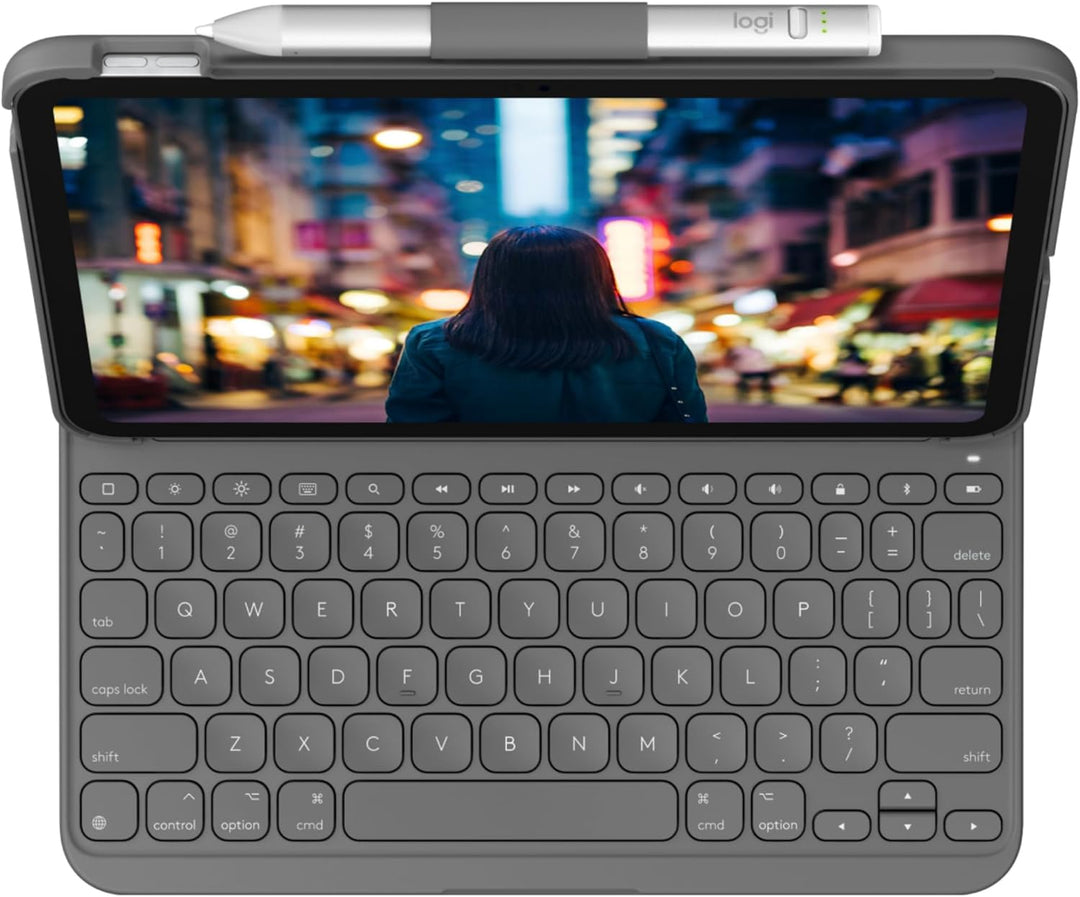 Logitech iPad (10. Generation) Tastatur-Case | Slim Folio mit integrierter kabelloser Tastatur (Graf