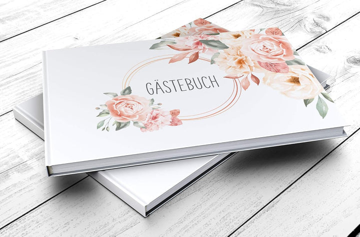 Gästebuch Hochzeit | 104 Seiten | 52 Blatt | Hardcover DIN A4 quer | mit Fragen für die Gäste | Hoch