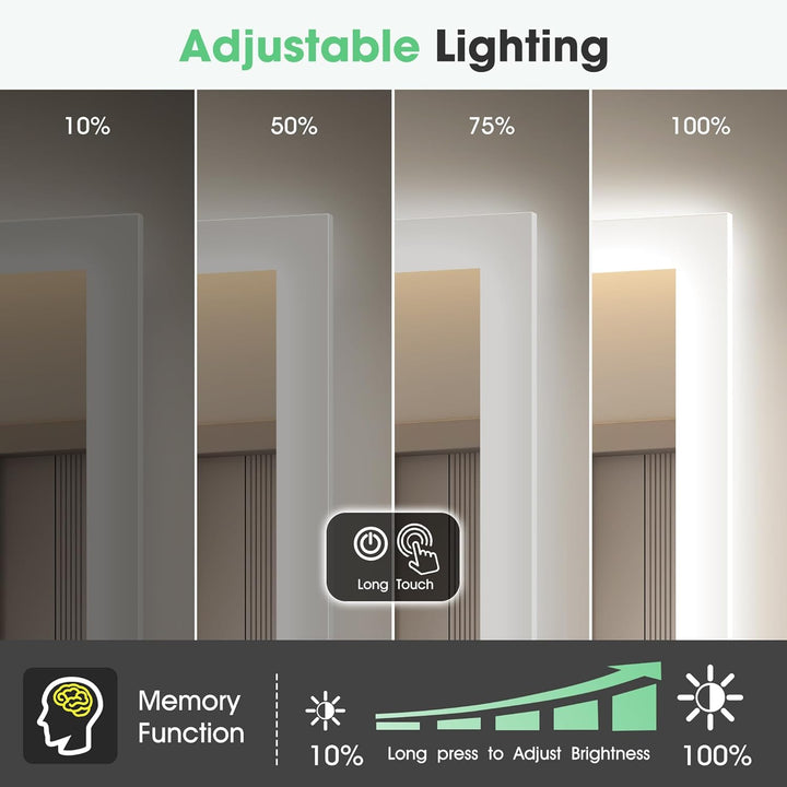 S'bagno Badezimmer-Spiegel-mit-Beleuchtung 80x60cm, LED-Badspiegel-mit-Beleuchtung, Bluetooth, Entfo