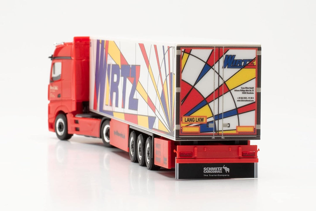 Herpa LKW Modell Mercedes-Benz Actros '18 Bigspace 15 Meter Kühlkoffer-Sattelzug Wirtz Popart, Minia