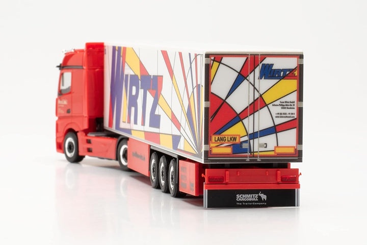 Herpa LKW Modell Mercedes-Benz Actros '18 Bigspace 15 Meter Kühlkoffer-Sattelzug Wirtz Popart, Minia