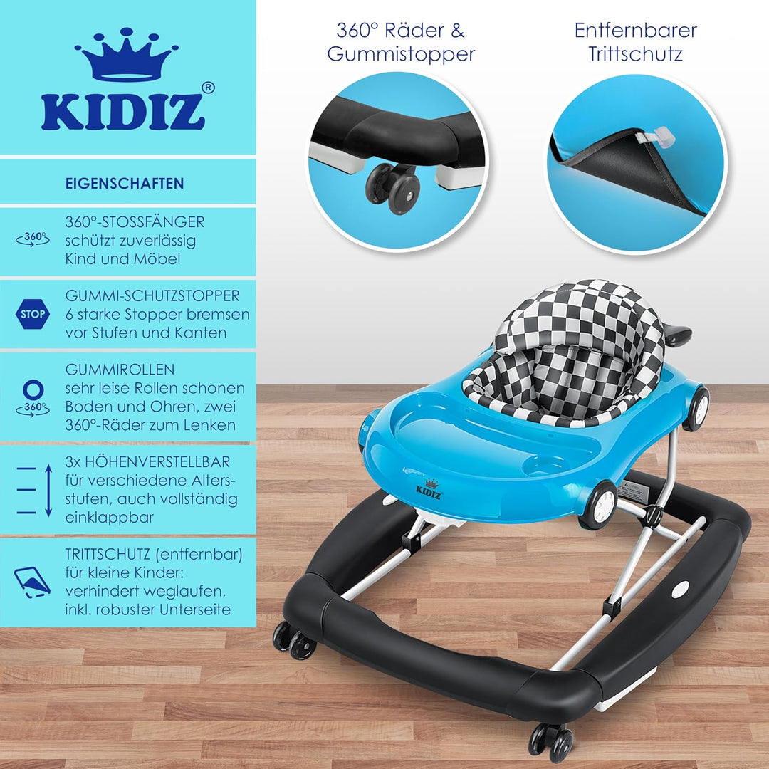 KIDIZ® 4in1 Lauflernhilfe Babywalker Spiel- und Lauflernwagen Gehfrei - Schaukelfunktion Babywippe m