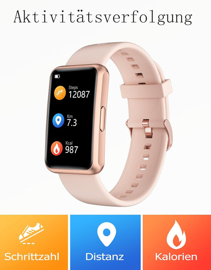 HUAKUA Schrittzähler Uhr (Ohne app und Handy) 1,47 Zoll Touchscreen Einfach Smartwatch Fitness Track