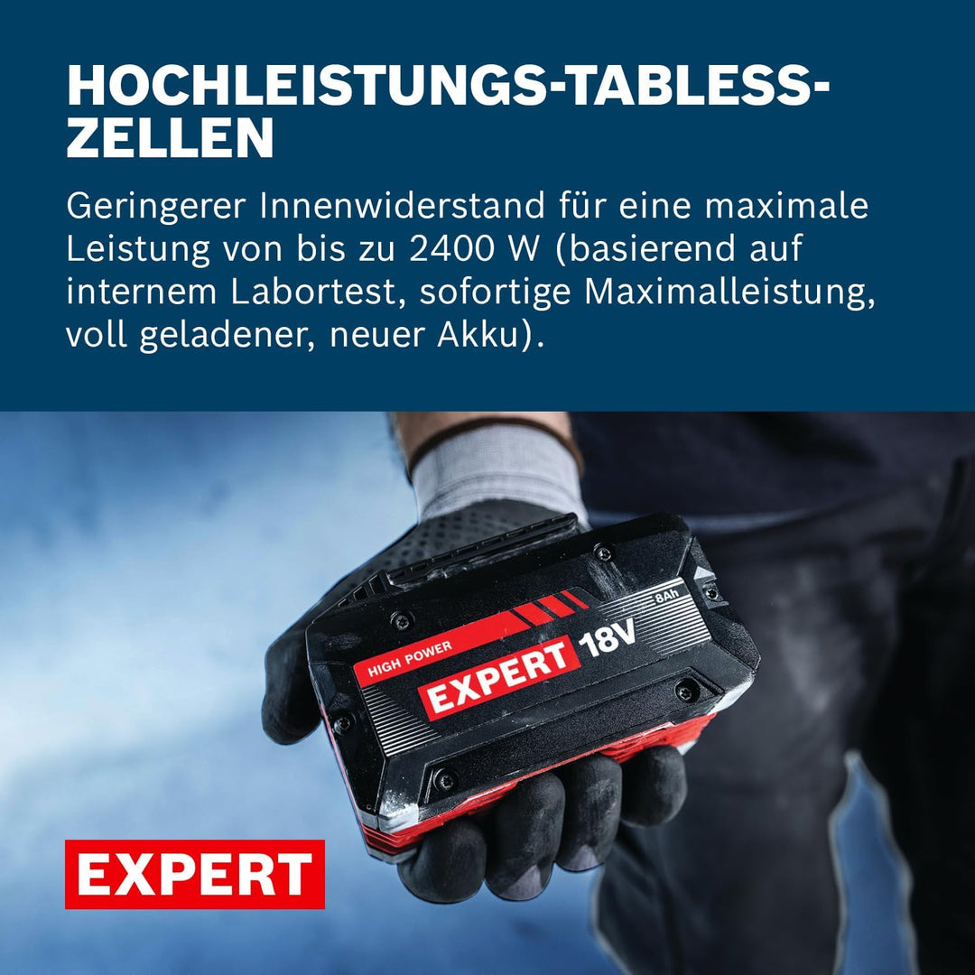 Bosch EXPERT 18V System Hochleistungs-Starter-Set: EXBA18V-80 + 1x ultraschnelles Parallelladegerät