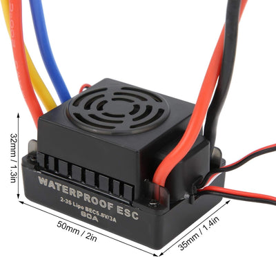 60A RC ESC, Wasserdichter Bürstenloser ESC-Elektrodrehzahlregler für SCX10 1/10 RC-Automodell(XT60)