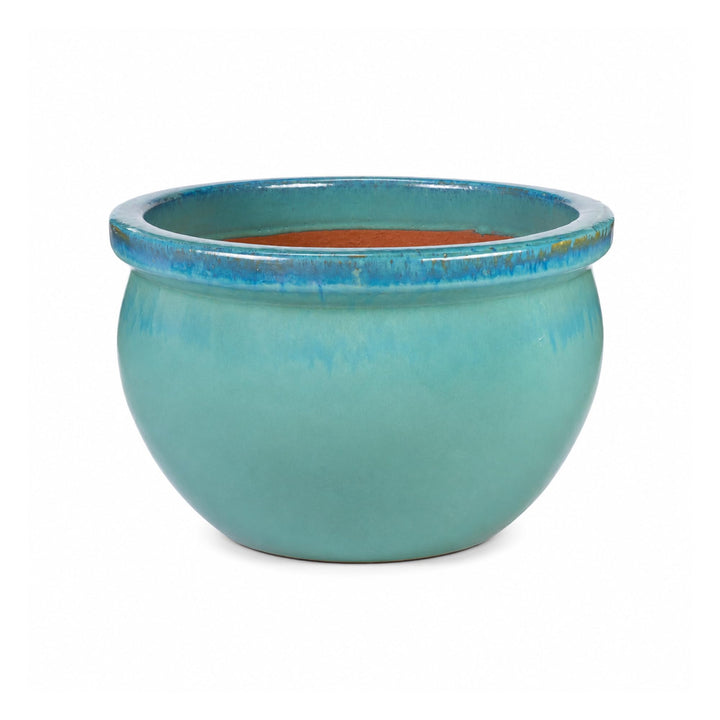 TucanoHamburg Blumentopf, Modell Bamboo in Jade, grün/blau 50x32cm, frostfest