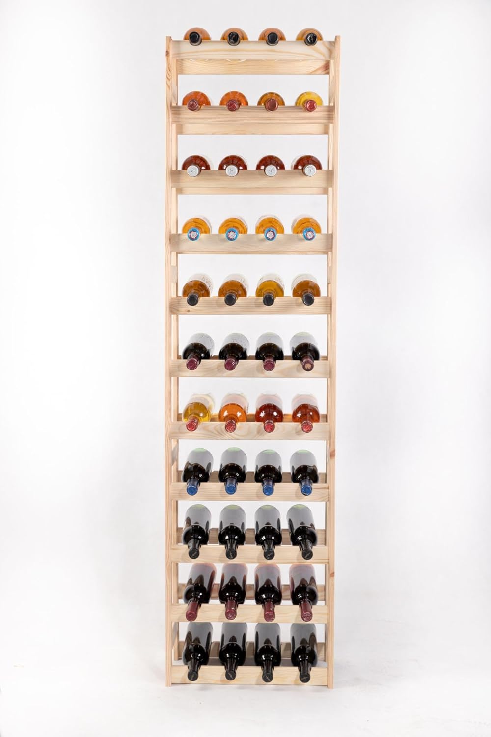 PROREGAL Weinregal PINOTWINE | HxBxT 166x43,4x25cm | 44 Flaschen | Massives Kiefernholz | Natur unbe