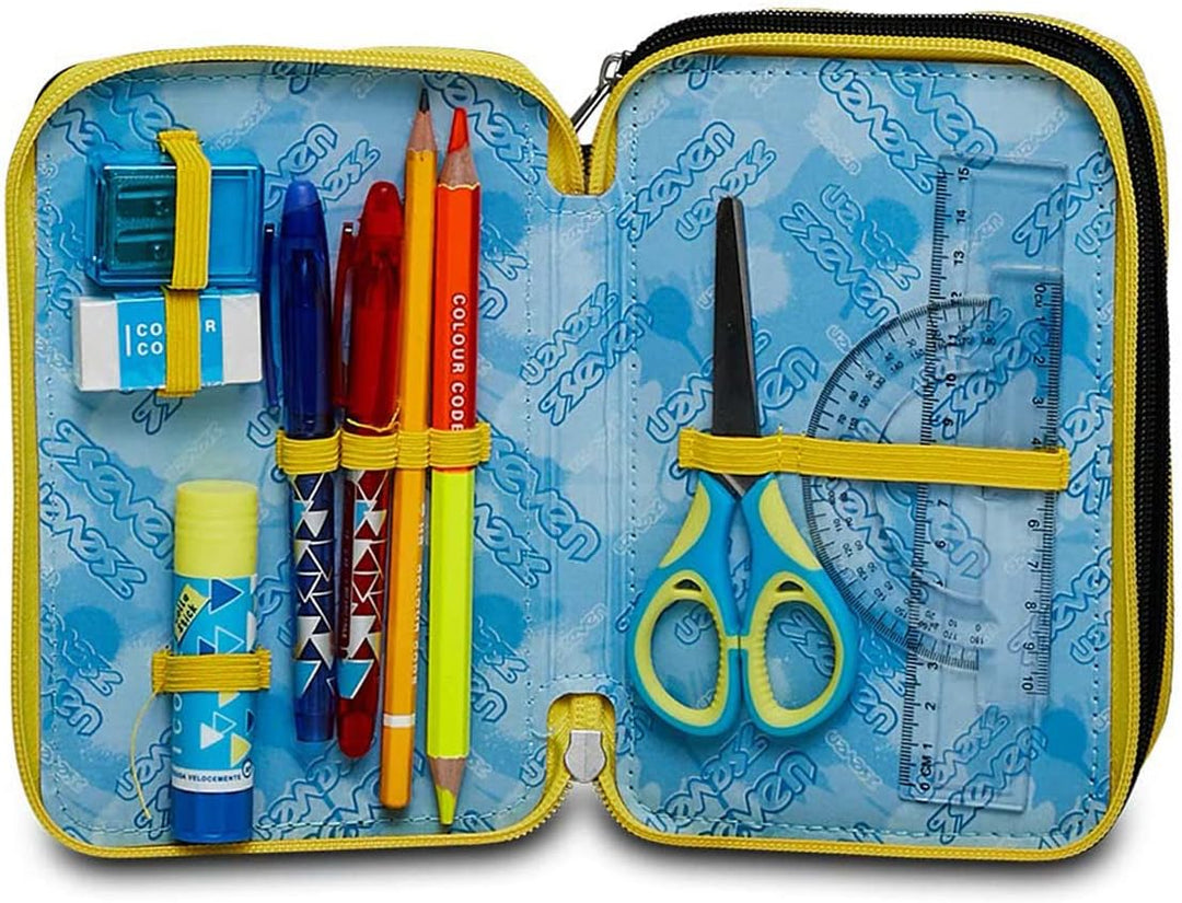 Seven Federmäppchen, Mäppchen, Mehrfarbig, Federtasche für Schreibwaren, Etui mit Stiften, Kugelschr